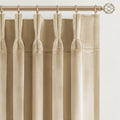 Beige Velvet Pinch Pleated Curtains 84 in - Elegant Thermal Blackout