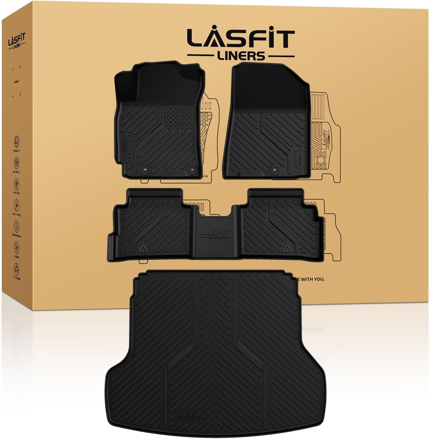 Custom Fit LASFIT Floor Mats for Kia Forte 2019-2024 Full Set