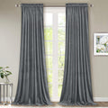 StangH Grey Velvet Curtains 84 in Room Darkening Panels - Plush