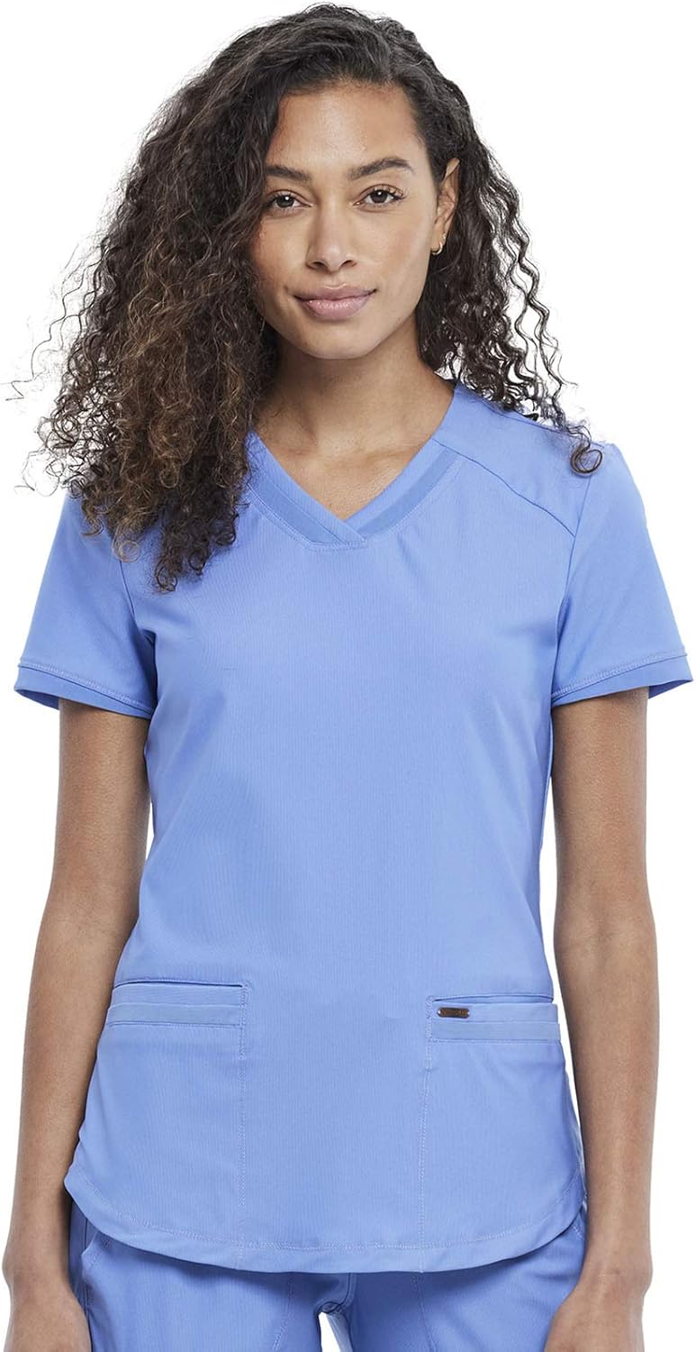 Form Scrubs for Women - Stretchy V-Neck Knit Scrub Top CK840