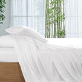King Size Bamboo Viscose Sheets 4PC White - Cooling Deep Pocket