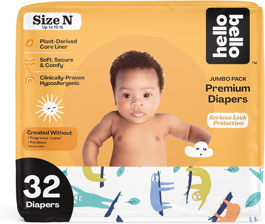 Hello Bello Newborn Diapers - 32 Count Extra-Absorbent & Hypoallergenic for Snug & Comfortable Fit!