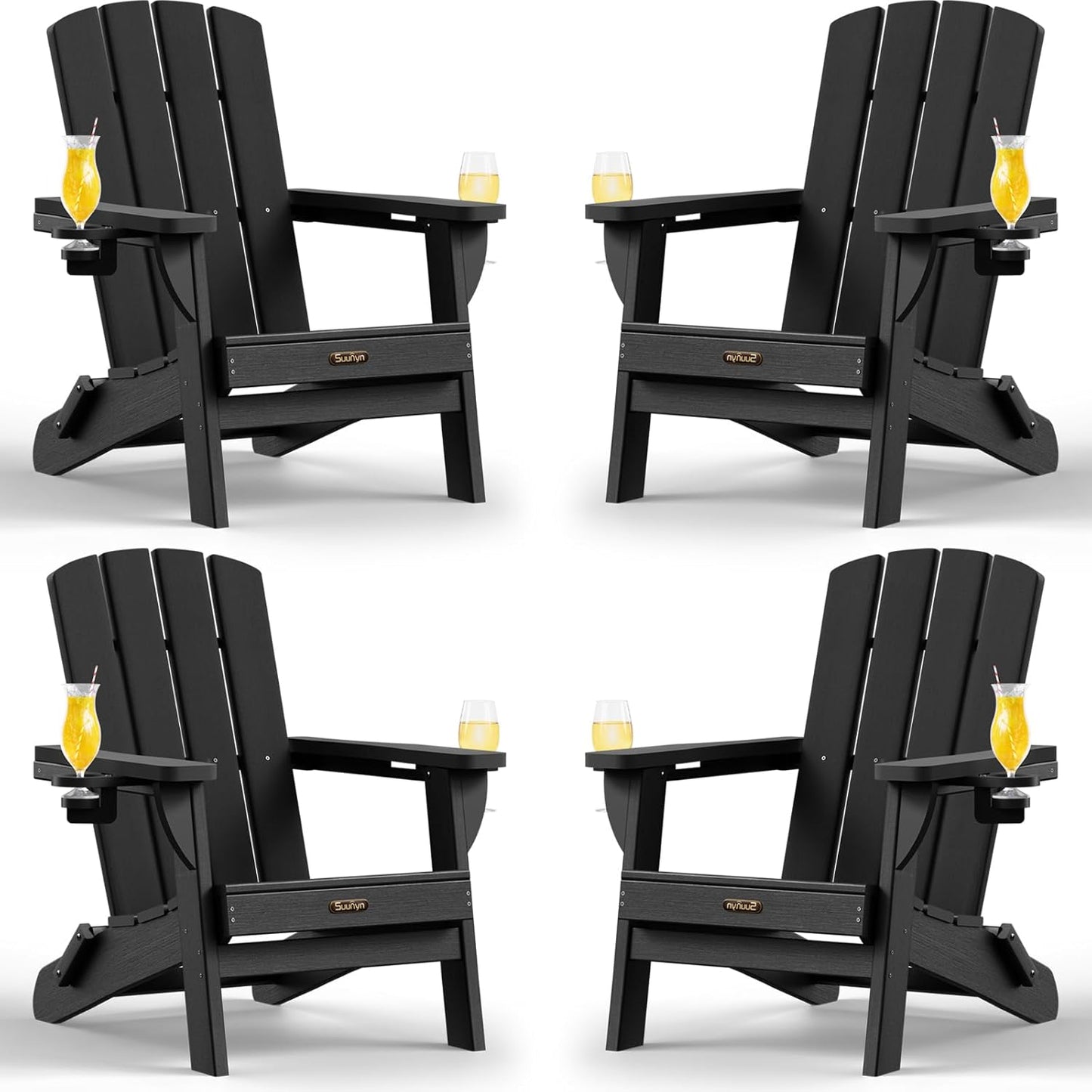 Folding Adirondack Chair 4 Pack for Outdoor Relaxation