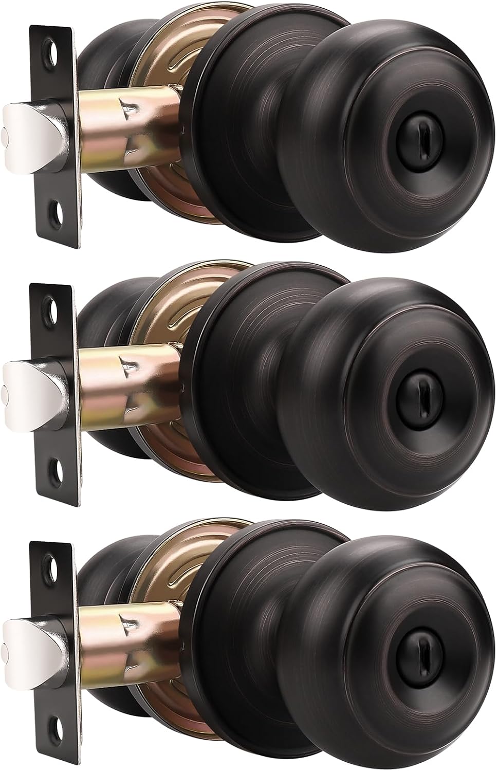 Probrico 3 Pack Interior Bathroom Privacy Keyless Doorknobs