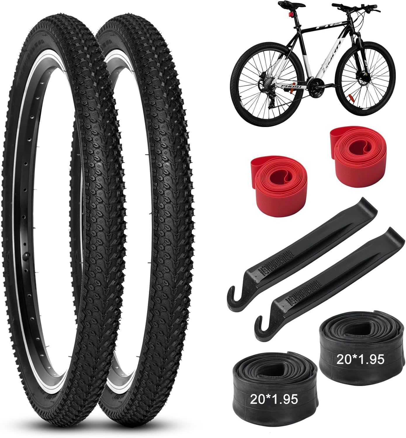 2Pcs Mountain Bike Tires and Tubes Set for All Terrain Rides