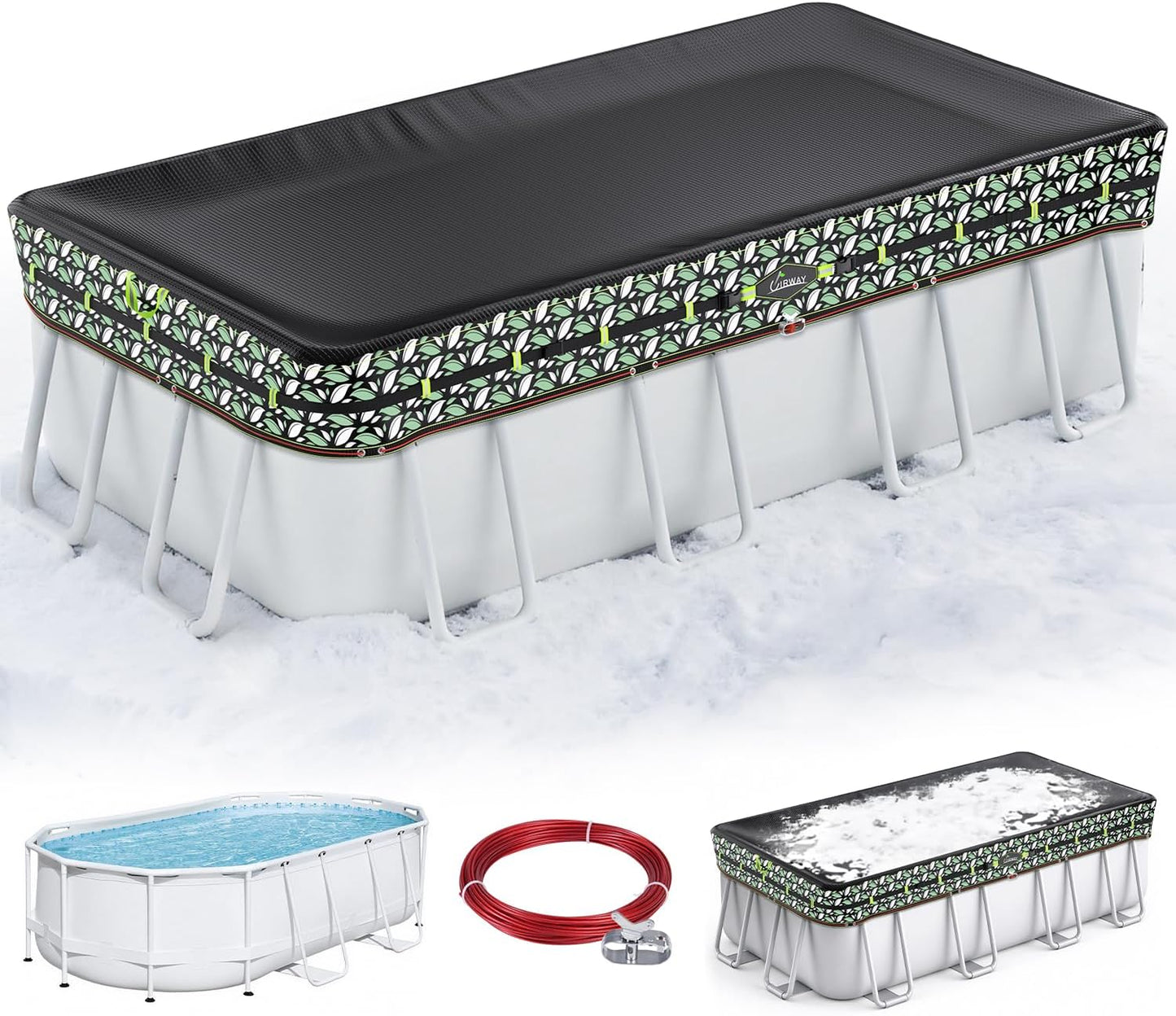 UIRWAY 12x24 ft Heavy Duty Winter Pool Cover for Above Ground Pools
