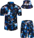 Mens Hawaiian Shirts and Shorts Set 2 Pieces - Stretch Beach Suit