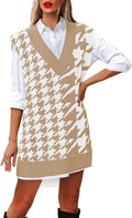 Viottiset Oversized V Neck Houndstooth Sweater Vest