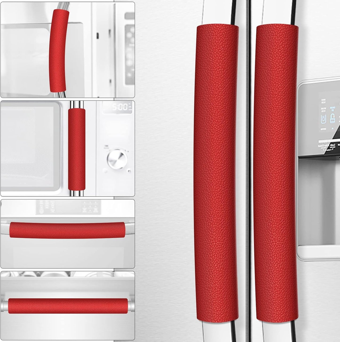 6PCS Leather Handle Covers - Keep Appliances Clean! (Pepper Red)