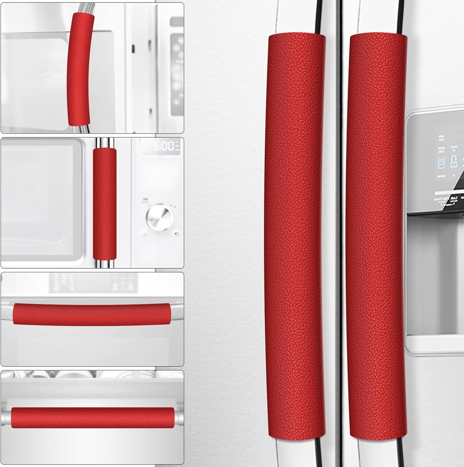 6PCS Leather Handle Covers - Keep Appliances Clean! (Pepper Red)