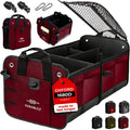 Car Trunk Organizer - Collapsible Foldable with Covering Net - Cherry