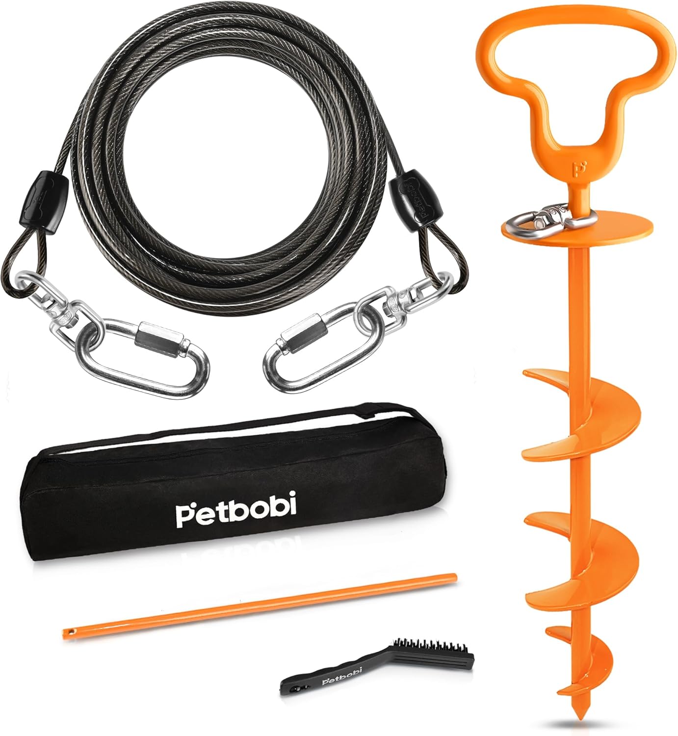 Petbobi Heavy Duty Dog Tie Out Cable and Stake for Large Dogs