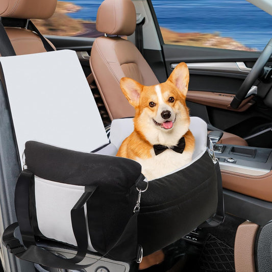 Travel Safely: Dog Car Seat with Seat Belt & Storage