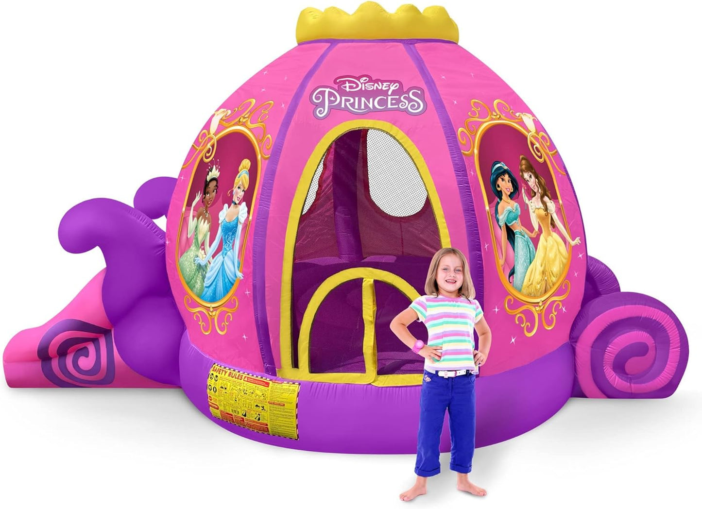 Disney Princess Carriage Inflatable Bounce House with Slide