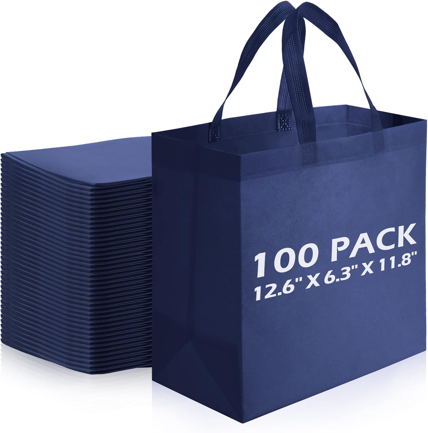 Reginary Reusable Tote Bags - 100 Pcs Non Woven Grocery Bags