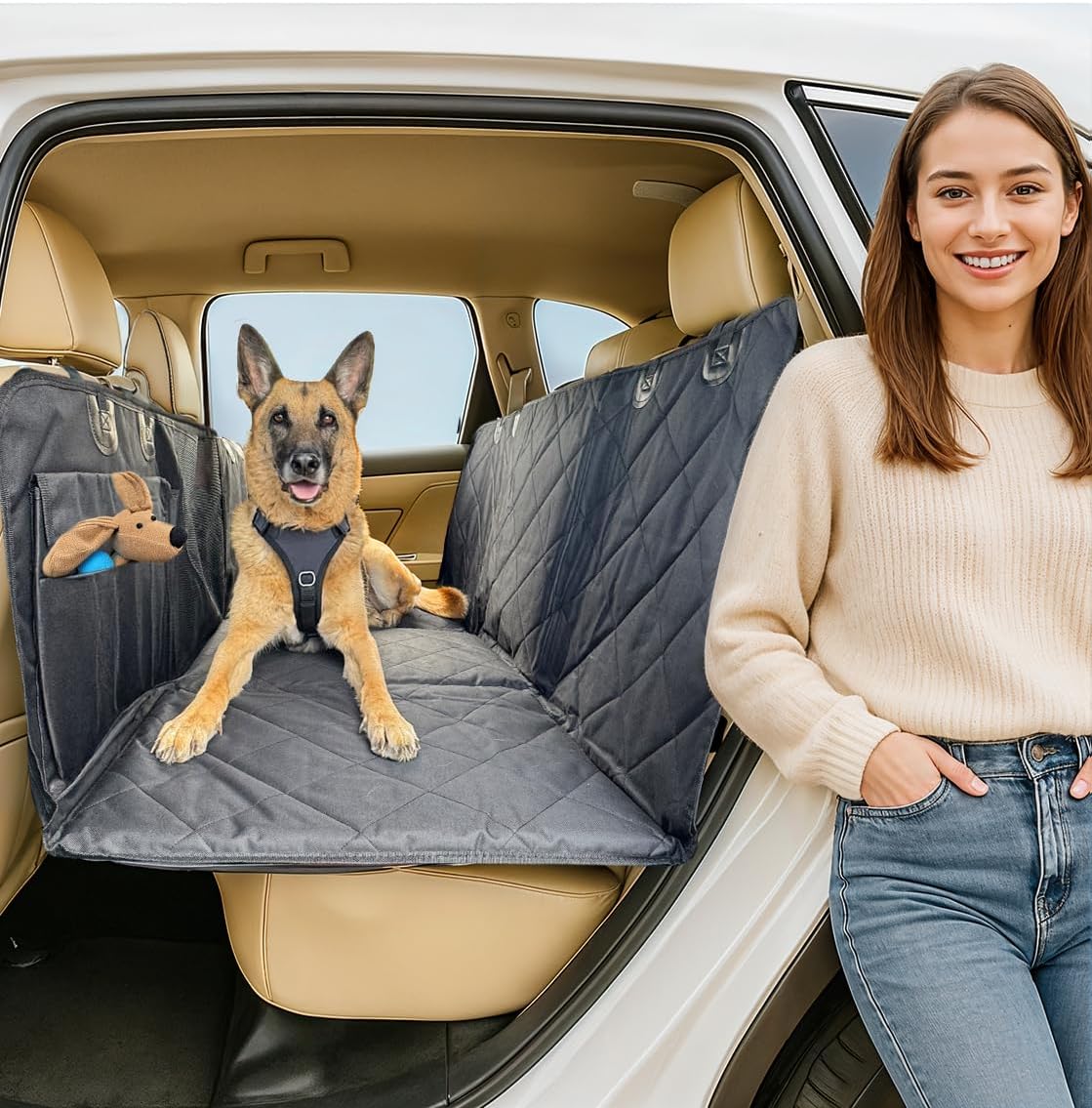 Dog Car Seat Cover for Back Seat - Waterproof Protector Bed