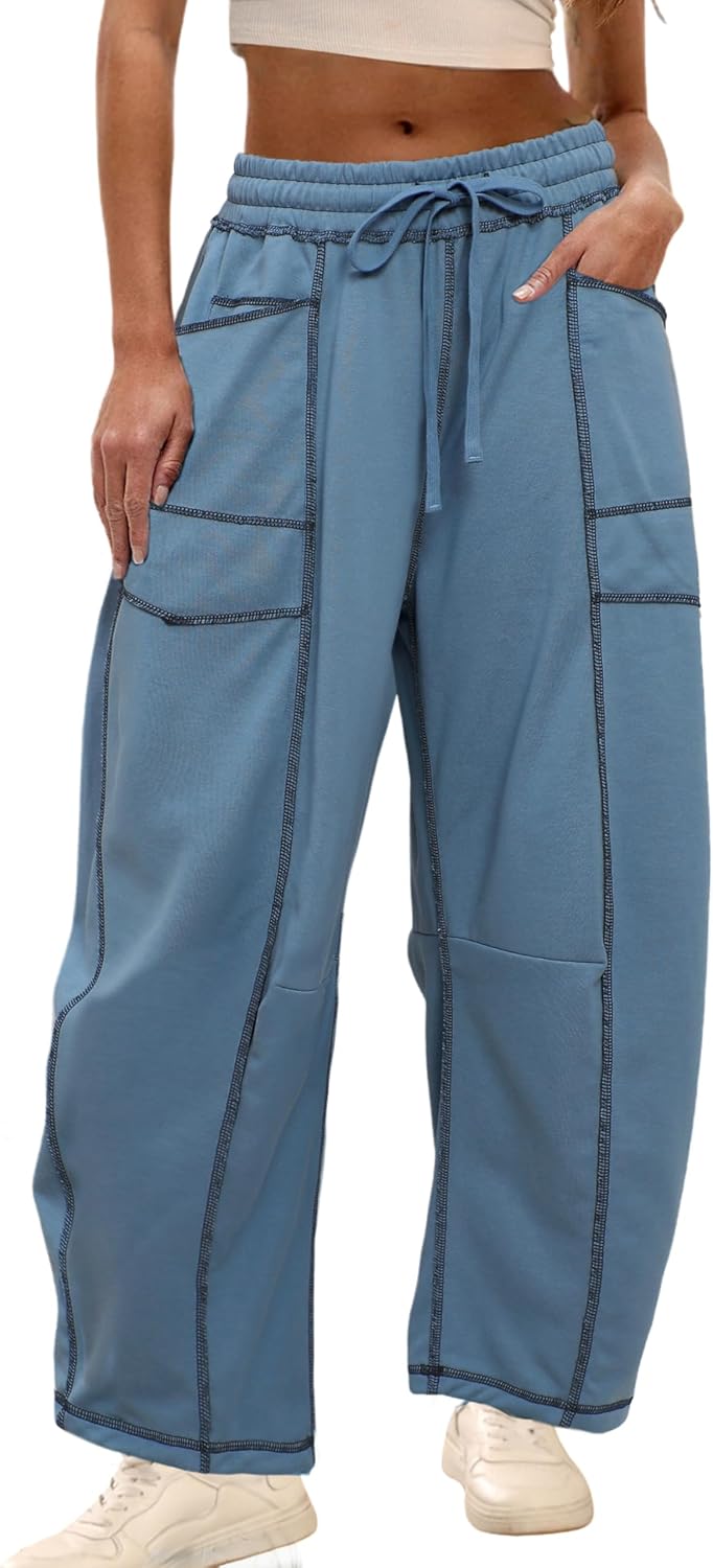 Athlisan Womens Baggy Barrel Pants for Comfortable Lounge Wear