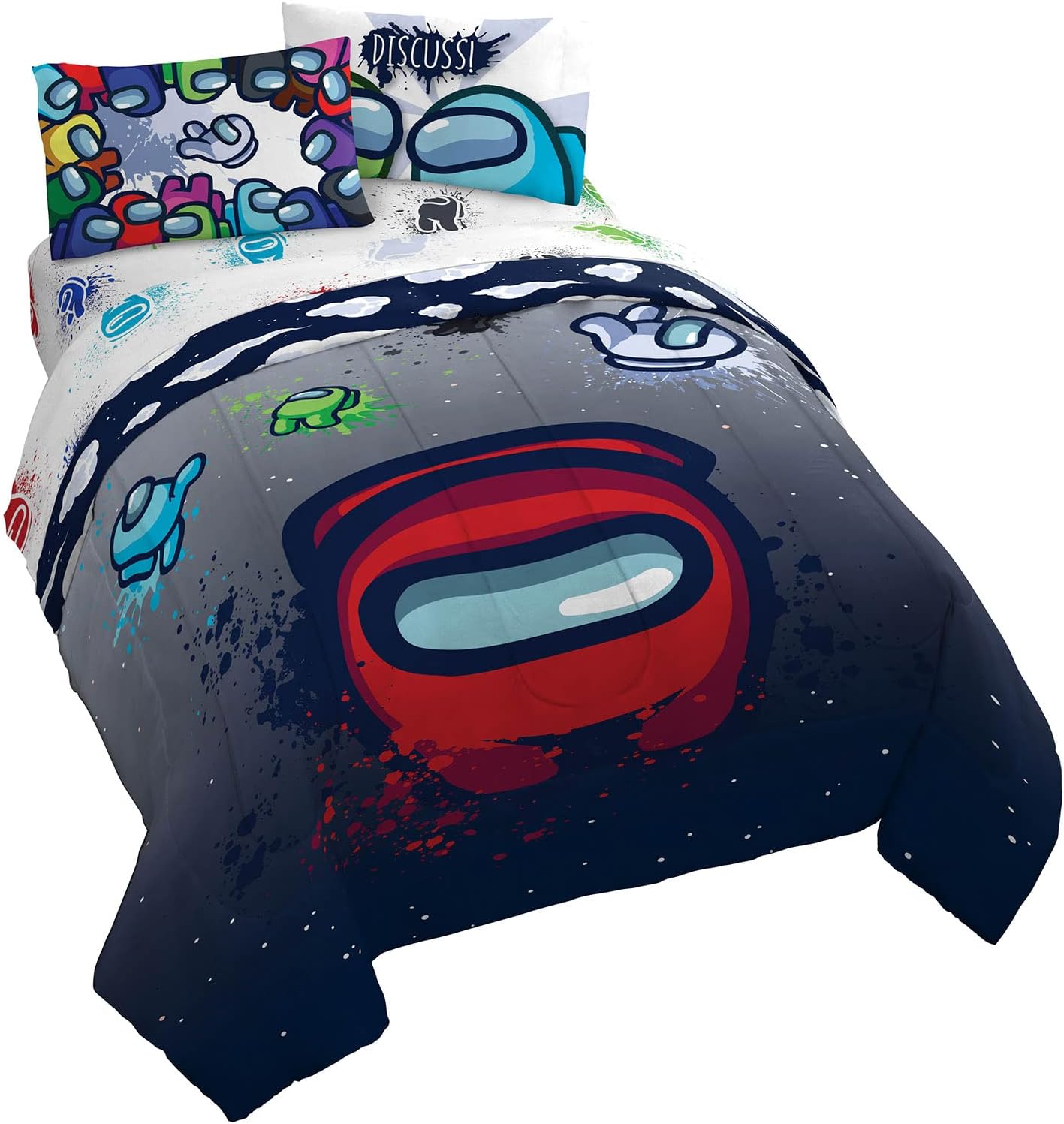 Among Us Space Splatter 5 Piece Queen Size Bed Set Review