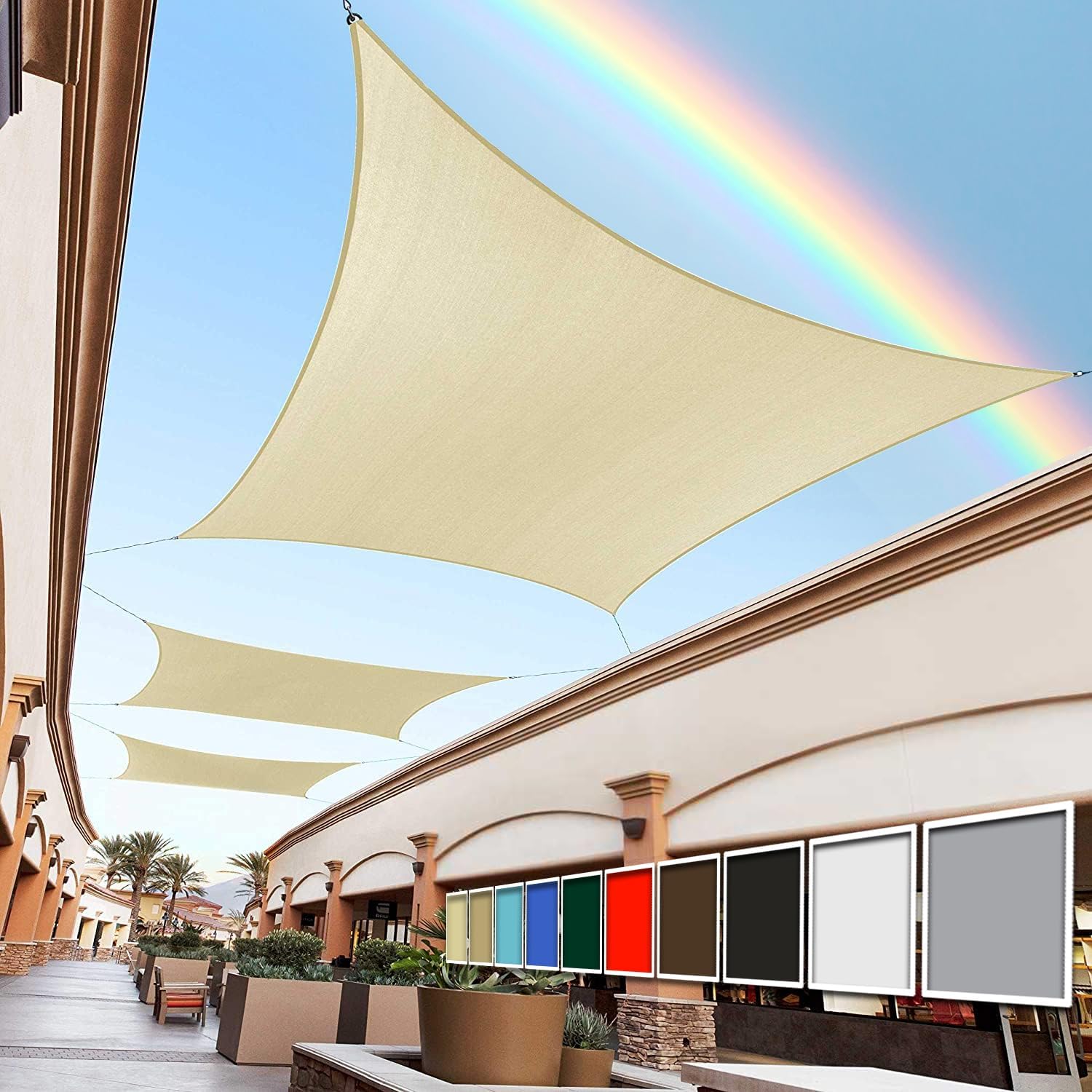 21ft x 21ft Sand Beige Custom Sun Shade Sail for Optimal UV Protection