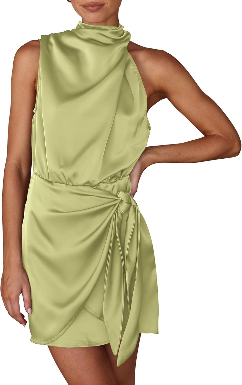 PRETTYGARDEN Women's Short Satin Dress for Summer Parties