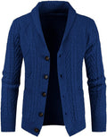 Men's Wool Blend Cable Knit Cardigan Sweater - Cozy Slim Fit