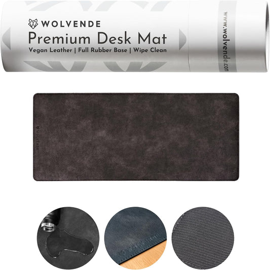 Premium Distressed Faux Vegan Leather Desk Mat for Home Office