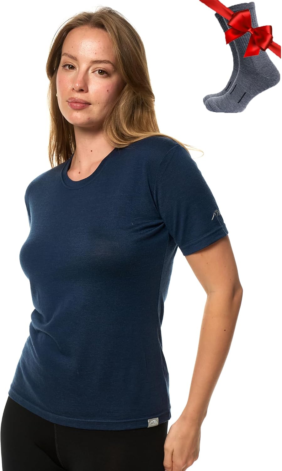Merino Wool T Shirt Women - Soft Moisture-Wicking Tee & Socks