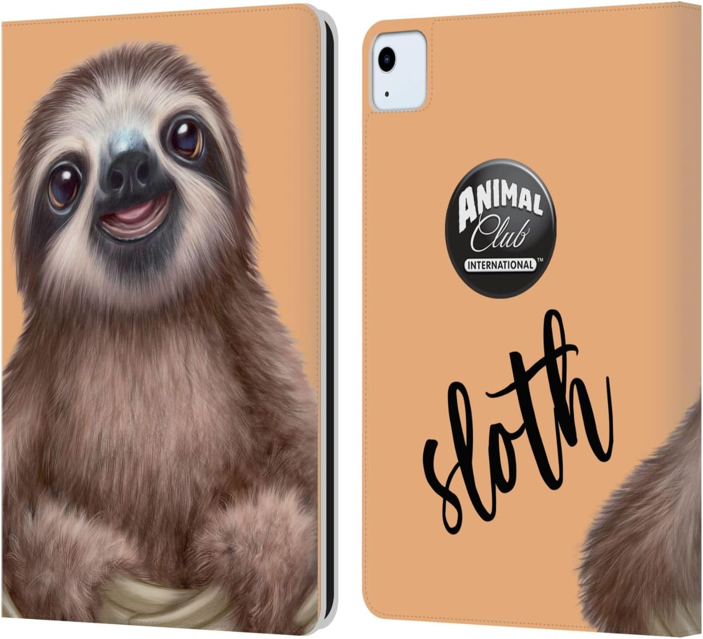 Animal Club International Sloth Faces Leather Wallet Case for iPad