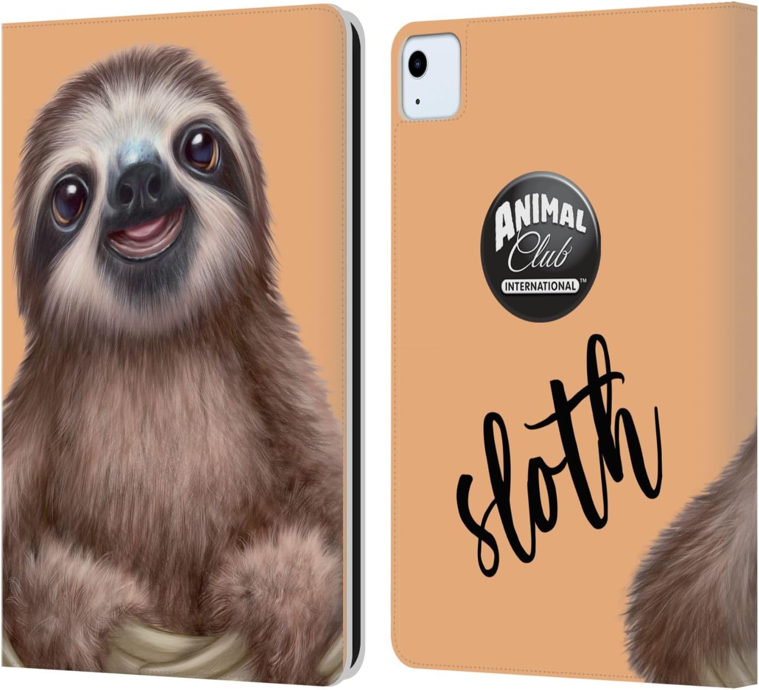 Animal Club International Sloth Faces Leather Wallet Case for iPad