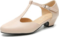 MAIERNISI JESSI T-Strap Low Chunky Heel Mary Jane Pumps (Style Z7K1)