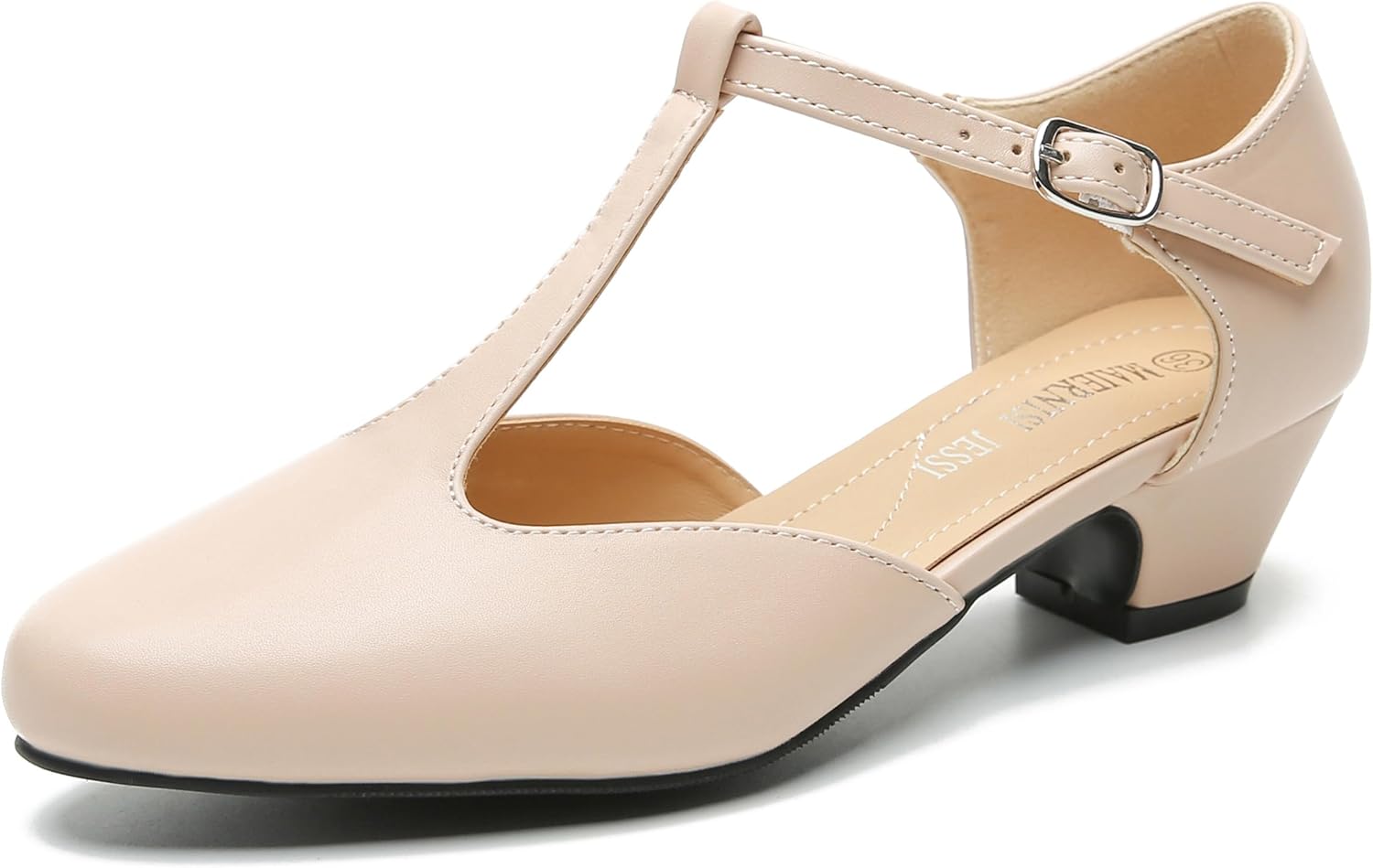 Stylish T-Strap Low Chunky Heel Mary Jane Pumps for Women