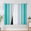 Estelar Textiler Teal and Greyish White Blackout Curtains 45 in Length