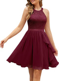 Women's Halter Ruffle A Line Cocktail Dress - Knee Length Elegance