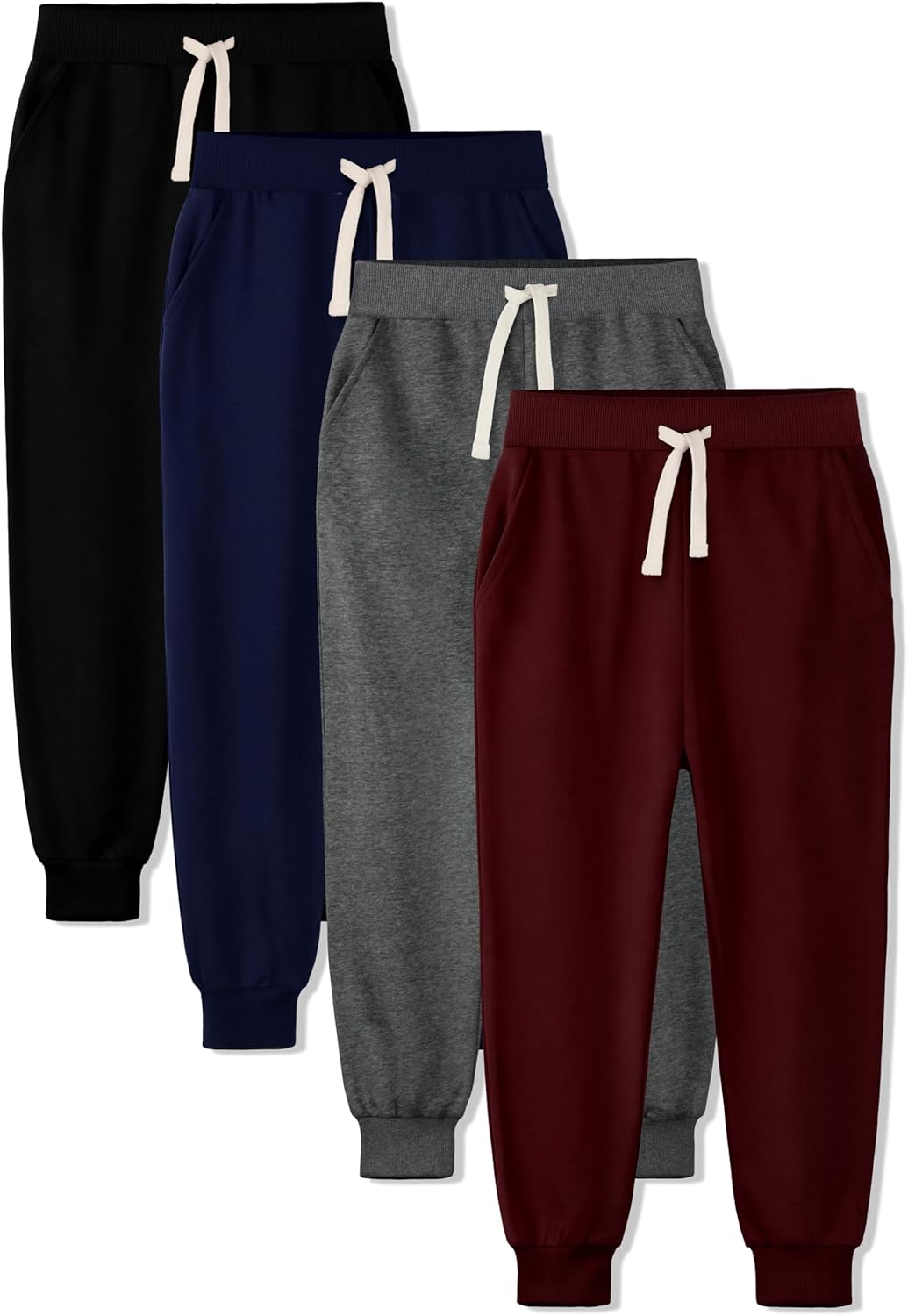 Boys Sweatpants 4 Pack Joggers for Active Youth by HXP