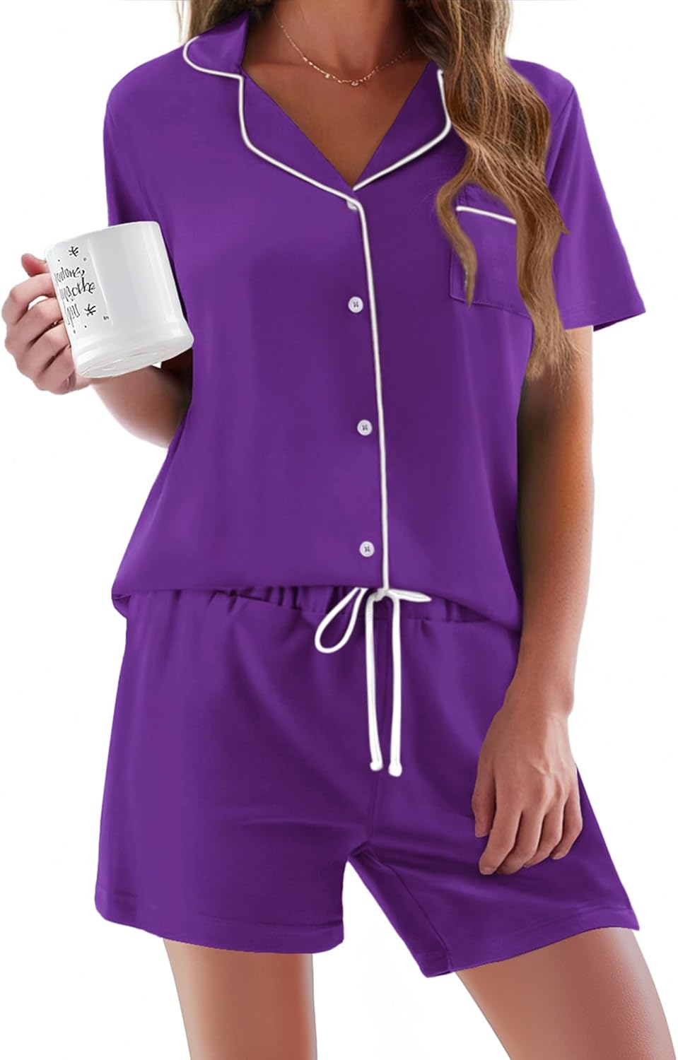 Ekouaer Pajamas Set for Women Soft 2 Piece Lounge Sets