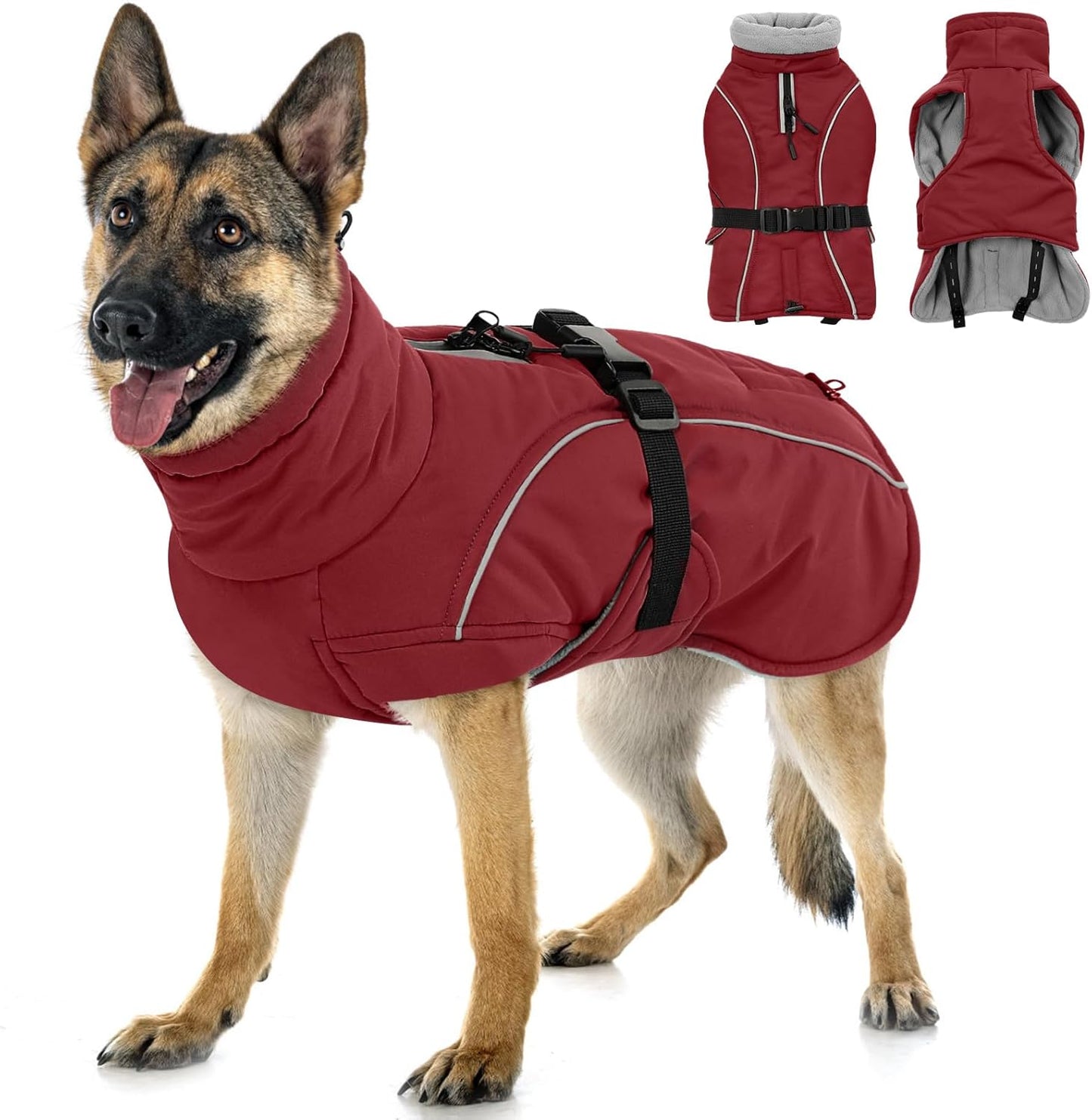 Queenmore Large Waterproof Dog Coat for Cold Weather Activities