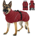 Queenmore XXL Dog Coat Red - Waterproof Puffy Winter Jacket