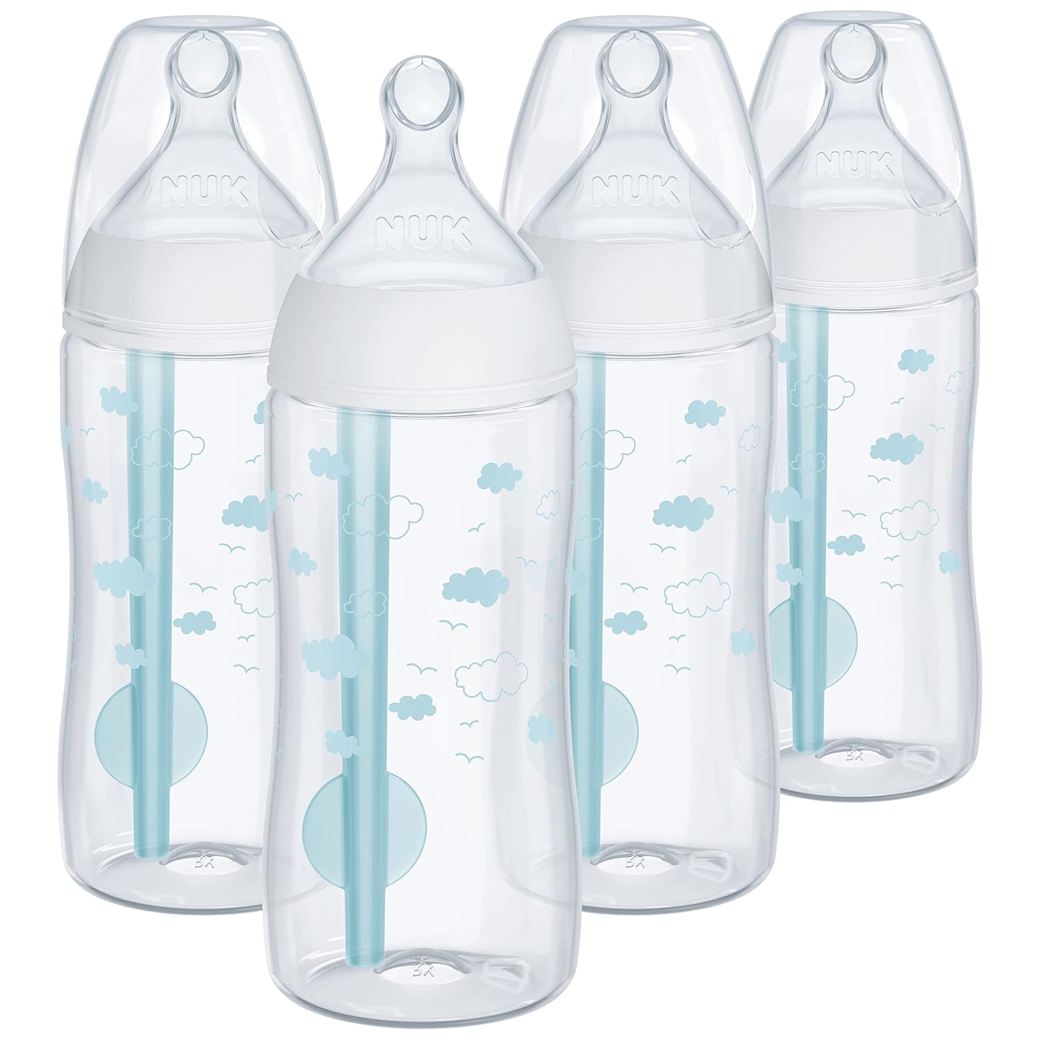 NUK Smooth Flow Pro Baby Bottle - Reduces Spit-up & Gas, Easy Clean, 10oz, 4-Pack