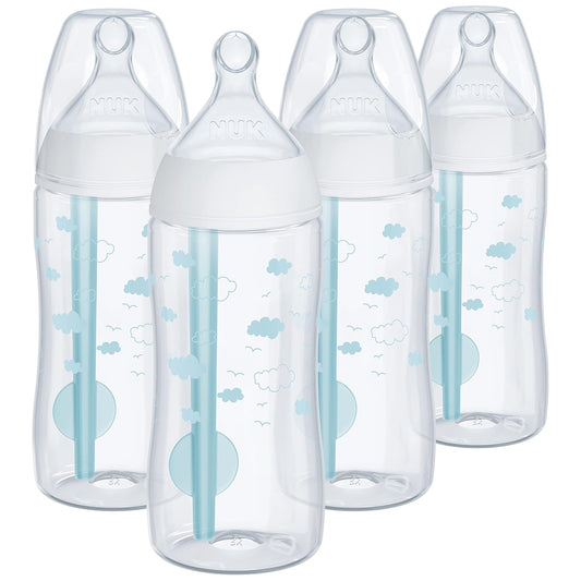 NUK Smooth Flow Pro Baby Bottle - Reduces Spit-up & Gas, Easy Clean, 10oz, 4-Pack