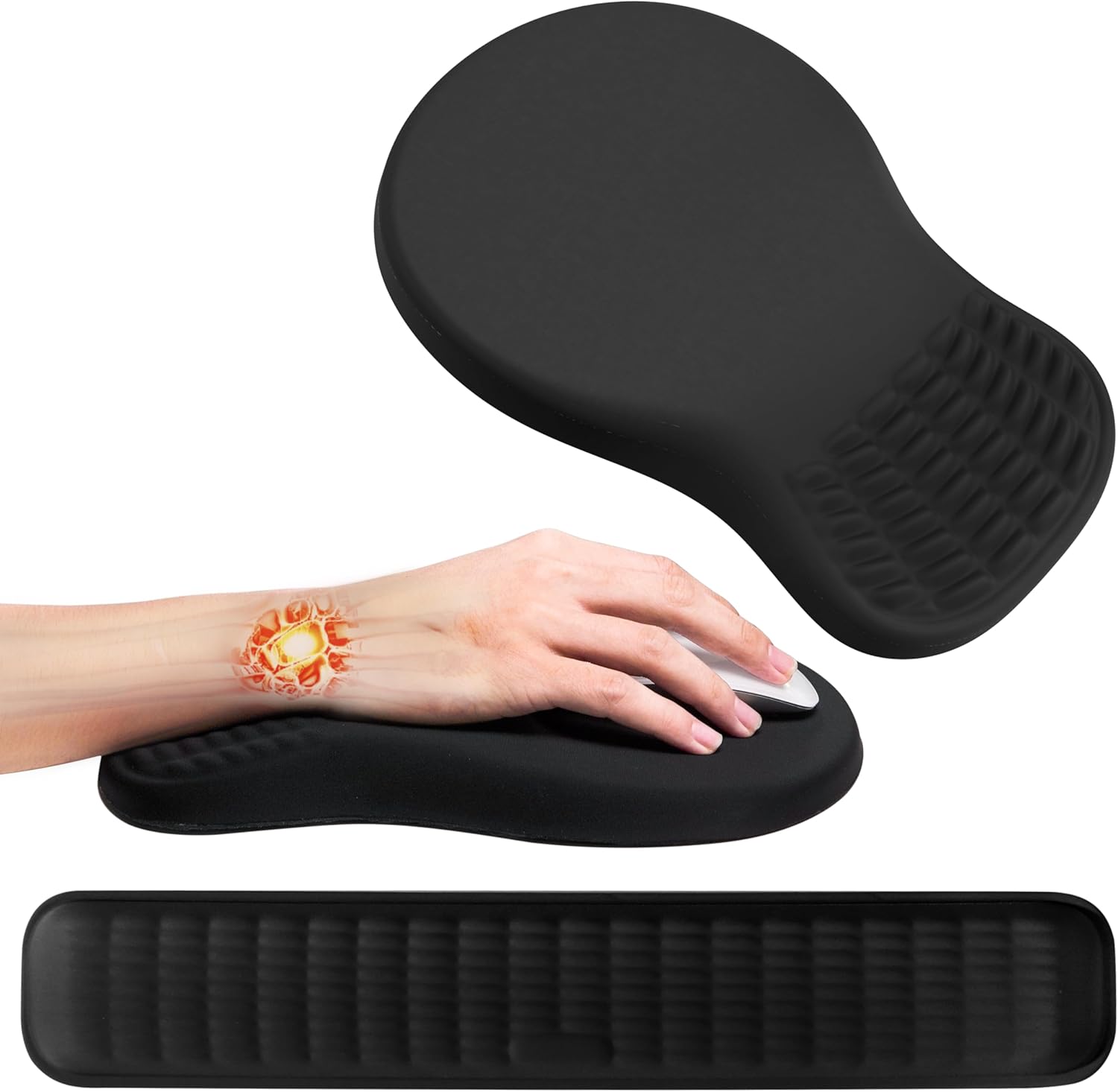 MEKASS Ergo Set: Memory Foam Wrist Support (Black)