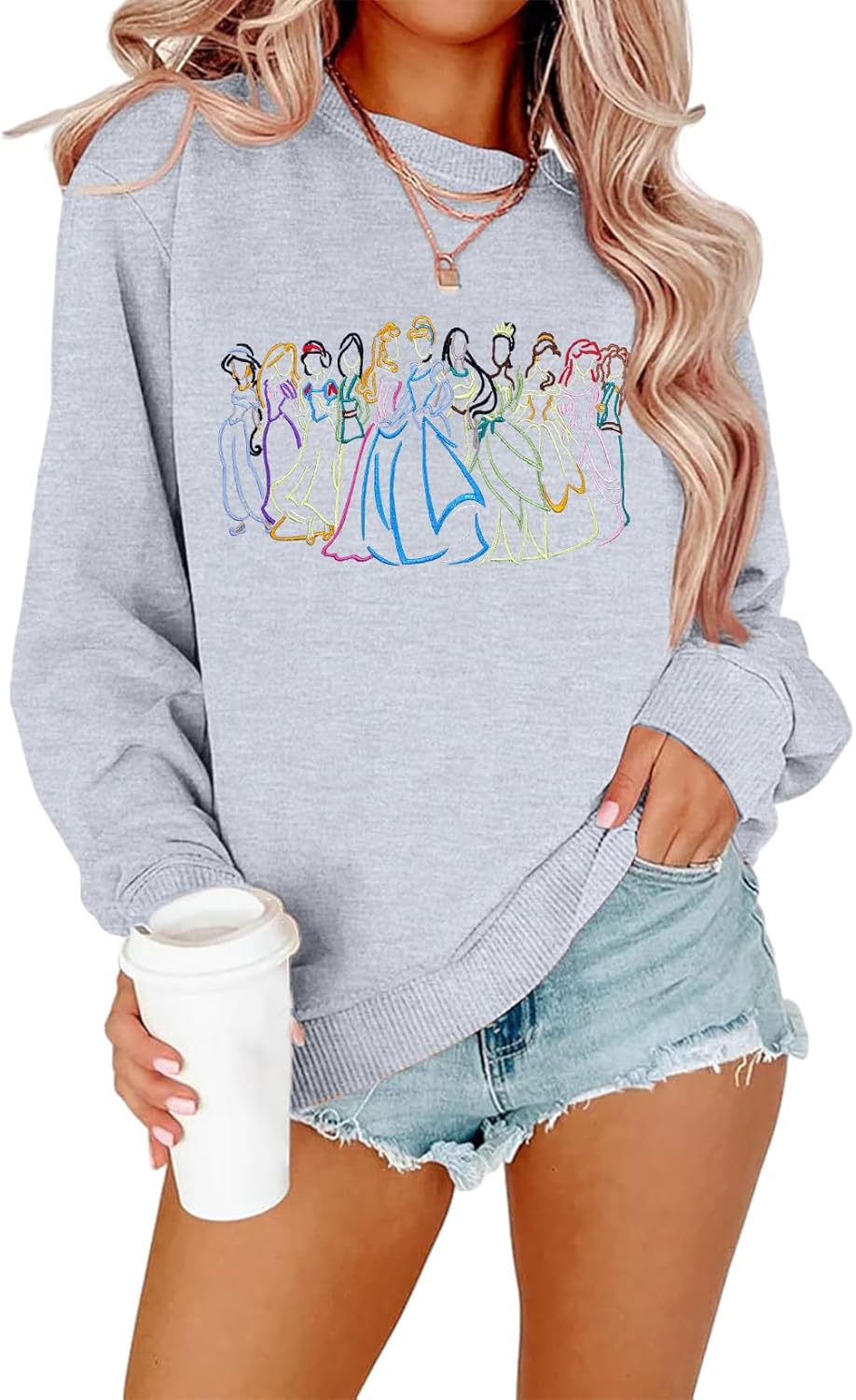 Magical Sweatshirt for Women - Cute Embroidered Princess Top