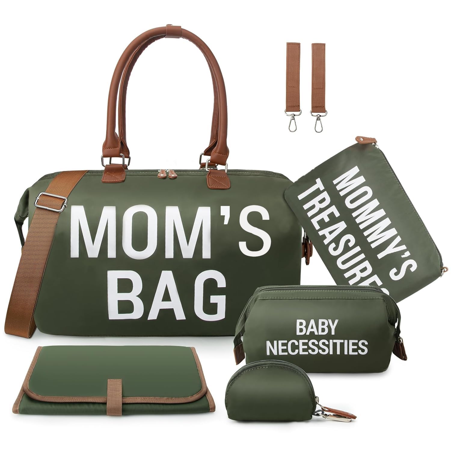 Large Diaper Bag Tote with Changing Pad & Organized Pouches