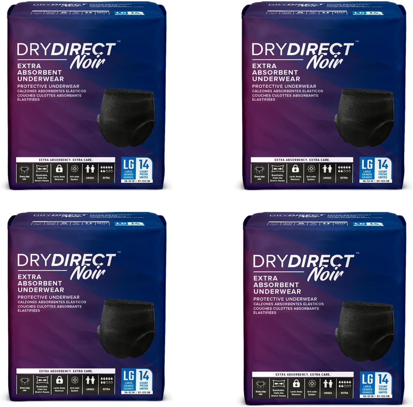 Stay Confident All Day: Dry Direct Noir Protective Underwear (Case of 56)