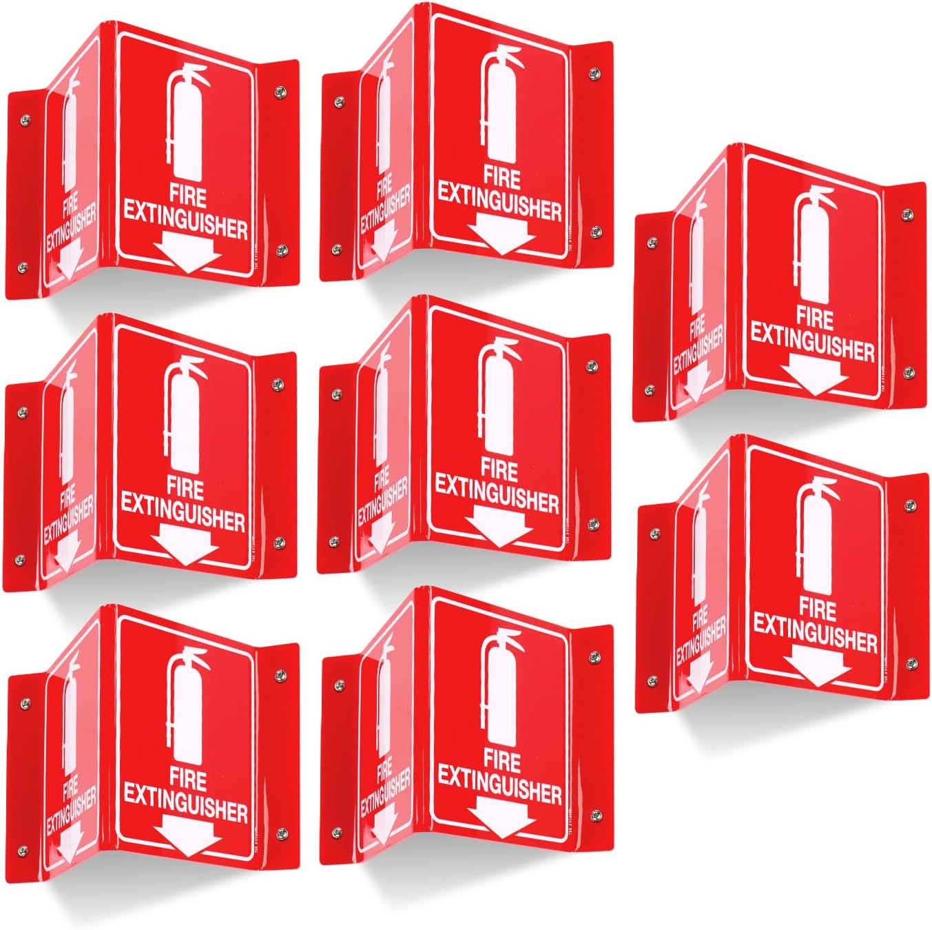 Fire Extinguisher Sign with Down Arrow - 8 Pack for Safety