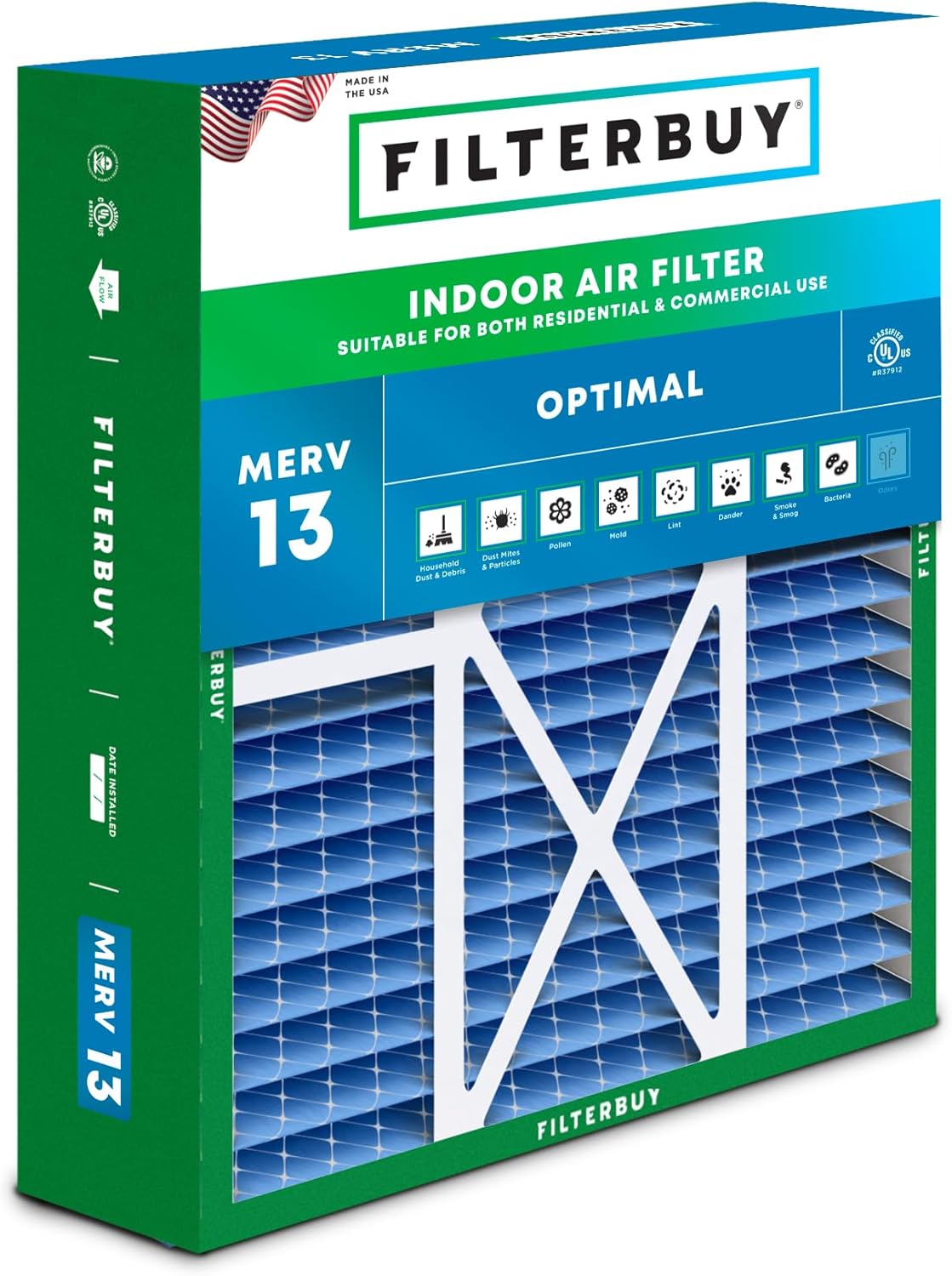 Filterbuy 20x22x5 Air Filter MERV 13 for Optimal Smoke Defense