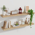 Wood Floating Shelves for Wall Set of 2 - Rustic Carbonized Black