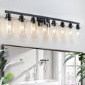8 Light Bathroom Vanity Lights Over Mirror 52in Matte Black - Modern