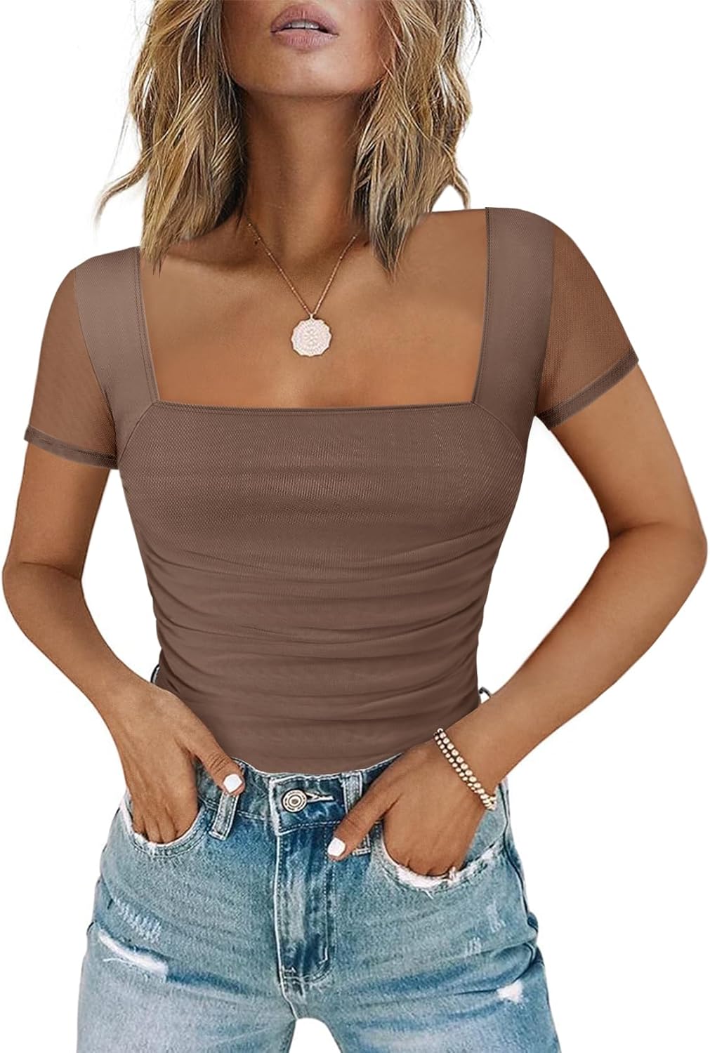 Chunpin Women's Square Neck Long Sleeve Bodysuit for All Occasions