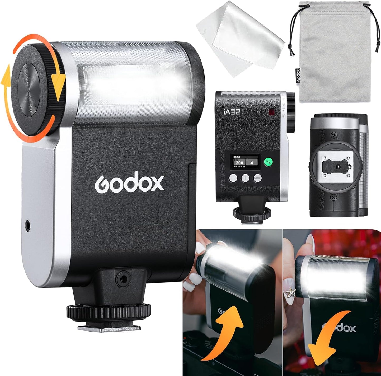 Godox iA32 Mini Camera Flash - Automatic Flash with 8 Power Levels