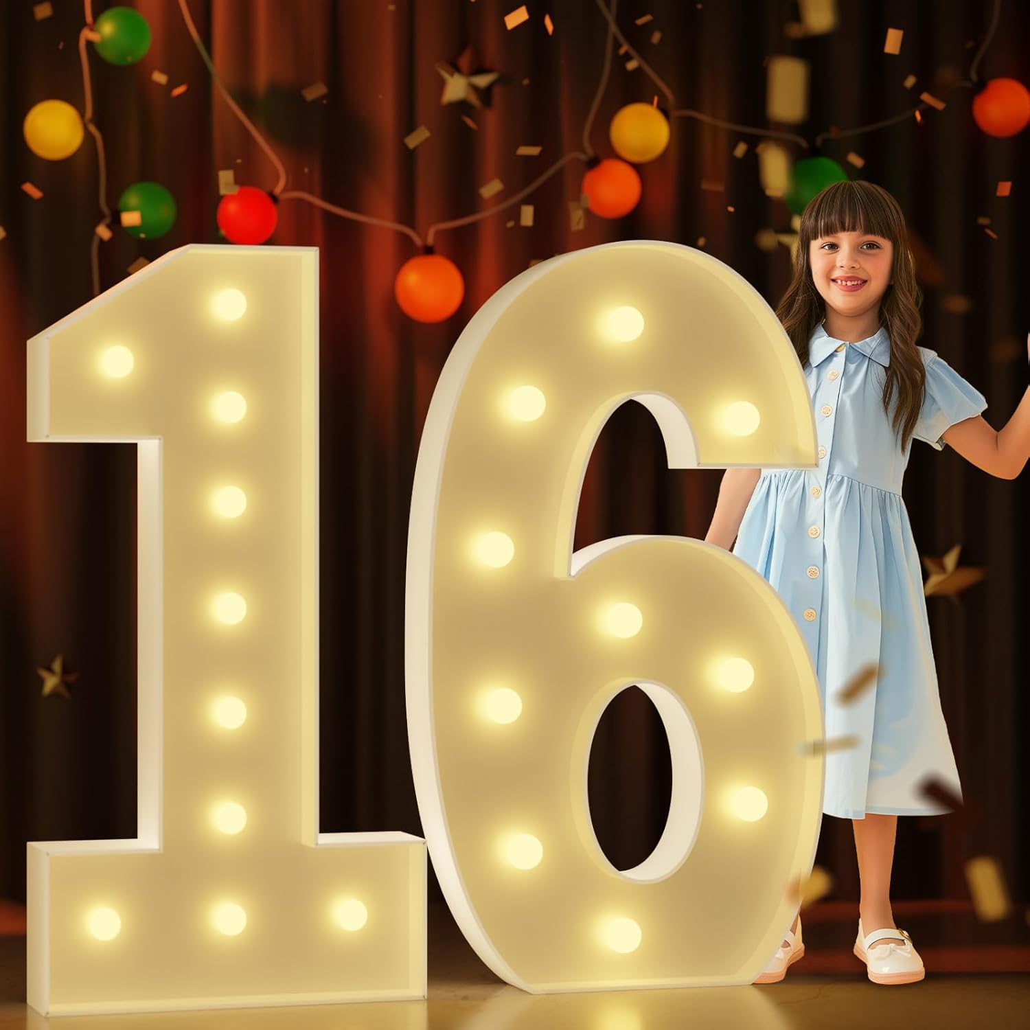 Large Light Up Numbers for 16th Birthday and Anniversary Decor